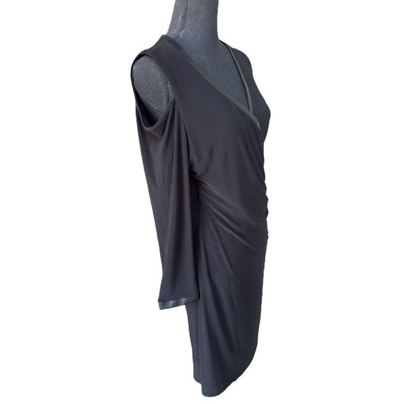 Laundry Women's Wrap Front Cold Sholder Long Sleeves Dress Black Size L - Picture 2 of 16